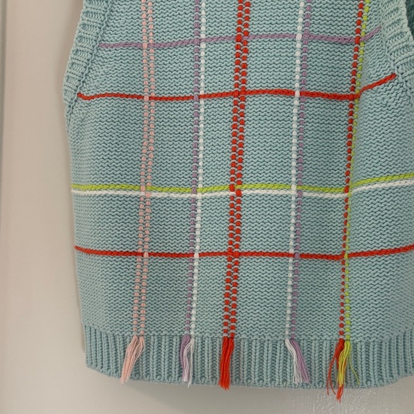Alice + Olivia Blue Multicolor Plaid Sweater Vest size Small - Picture 3 of 13